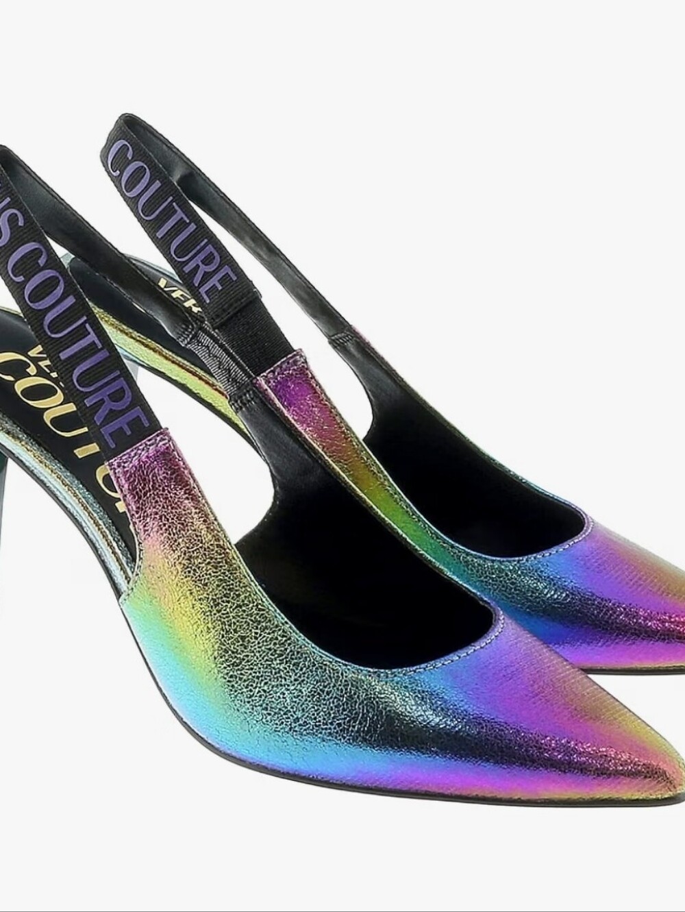 Versace Jeans Collection Iridescent Slingback Pointed Toe Pumps - Multi